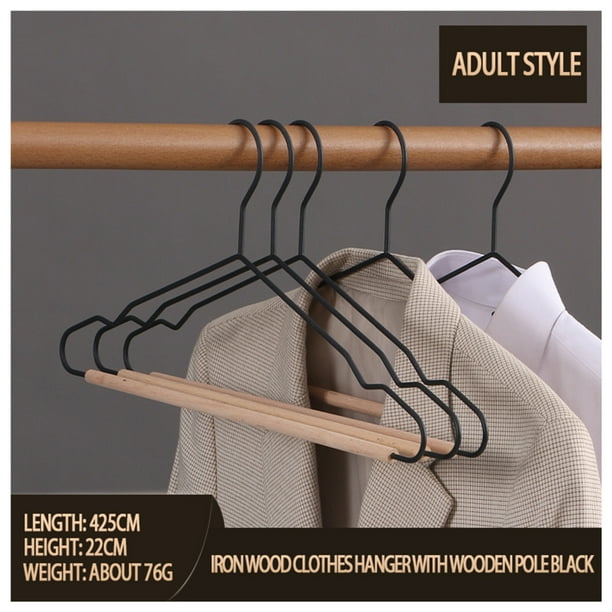 5 PCS Iron and Wood Coat Hanger with Recess Design for Coat Trousers