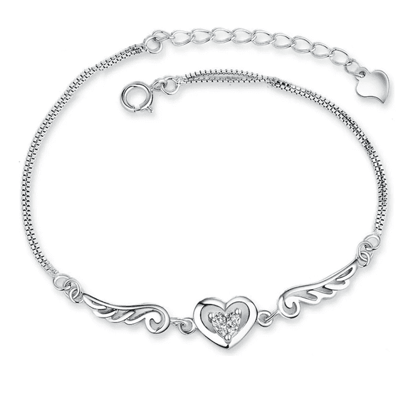 Pulsera Mujer Brazalete De Plata 925 Corazón Alas Ángel Xtellar plateado