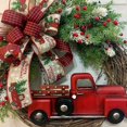 thumbnail image 6 of Red Truck Christmas Wreath, Vintage Farmhouse Red Truck Wreath with Pine Cones Winter Berry Wreath Rustic Christmas Garland Fall Wreaths for Front Door Thanksgiving Decoration Xmas Decor, 6 of 7