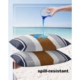 thumbnail image 6 of Outdoor Waterproof Throw Pillow Covers Set of 2 Brown Stripe Decorative Pillowcases Lumbar Outdoor Pillows Cushion Case 20x12 Inch Boho Style Blue Patio Pillows for Couch Sofa Bed Garden, 6 of 7