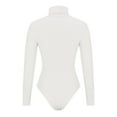 thumbnail image 5 of Elainilye Fashion Thong Shaper Tummy Control Solid Rompers Jumpsuit High-necked Long Sleeve Jumpsuit Bodysuit,White, 5 of 6