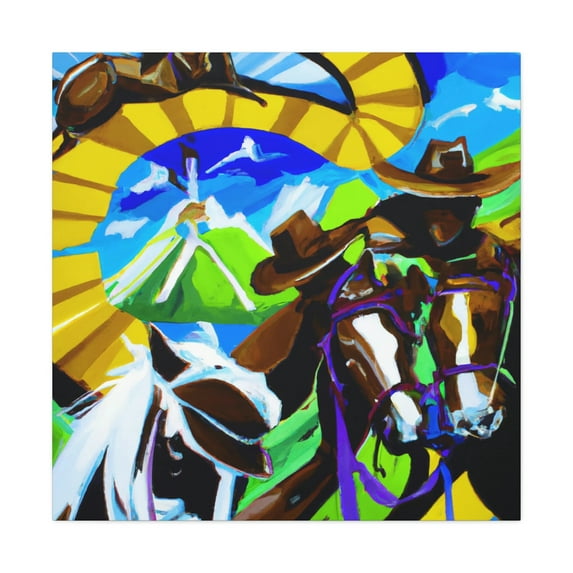 Grazing Horses in Poppy. - Canvas