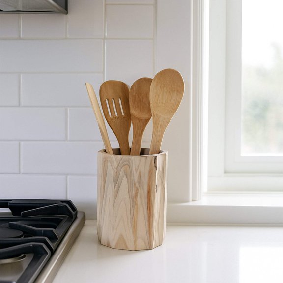 Natural Teak Root Kitchen Utensil Holder