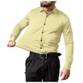 thumbnail image 2 of XDZJLR Mens Shirts Dress Solid Long Sleeve Stretch formal Business Button Down Tops, 2 of 4