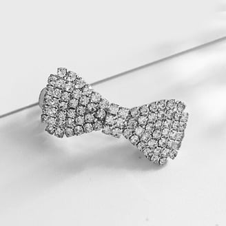 Wedding Sparkling Silver Rhinestone Bow Hair Clip Crystal Rhinestone Bow Hair Clip - Silver Wedding Hair  main image 3