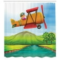 thumbnail image 3 of Ambesonne Airplane Shower Curtain, on a Biplane River, 69"Wx84"L, Multicolor, 3 of 3