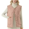 thumbnail image 4 of Womens Puffer Vest Lightweight Quilted Sleeveless Jackets Fleece Lined Button Down Padded Gilet Winter Outerwear, 4 of 7