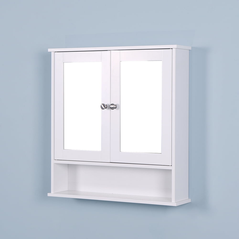 Kadyn Wall Mounted Bathroom Cabinet, MDF Storage Cabinet with 2 Mirror Doors and Adjustable Shelf, Modern Wall Cabinets for Bathroom, White