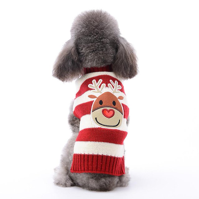 Suéter de punto navideño con diseño de reno para mascotas, ropa de invierno para cachorros y gatos, sudaderas de punto cálidas, ropa navideña para mascotas (1 paquete, XXL)