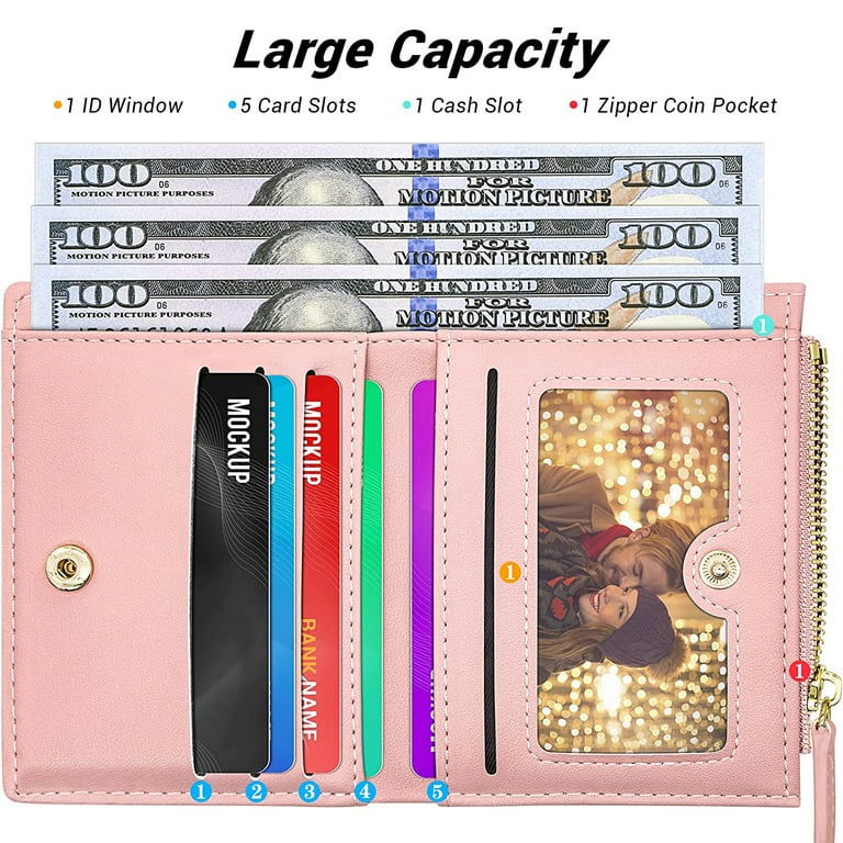Womens Wallet Rfid Small Compact Bifold Leather Vintage Wallet,Ladies Coin  Purse With Zipper and Kiss Lock,blue，G171933 