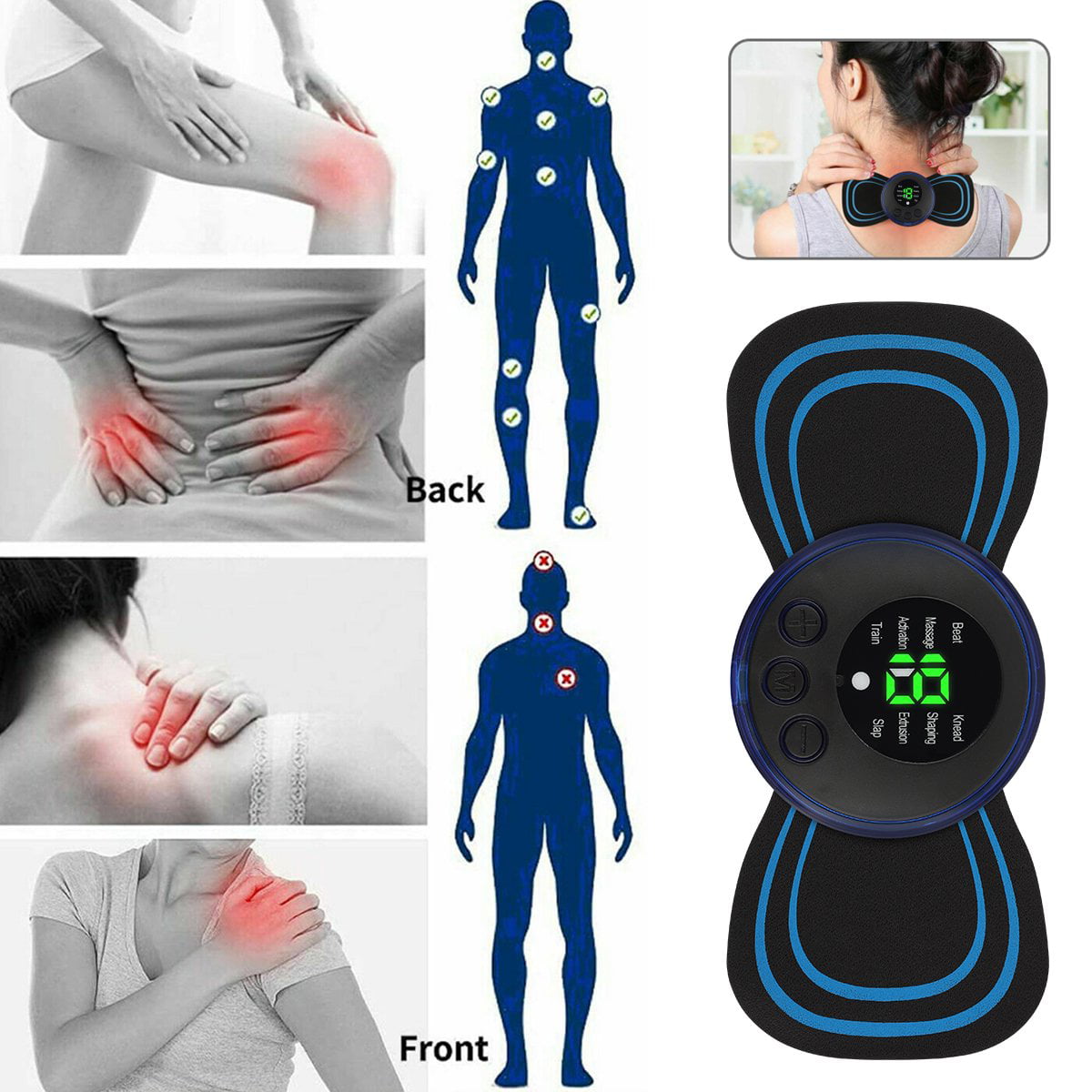 Dioche Wireless Mini EMS Massager Tens Machine Rechargeable Neck  Back,Portable Massager