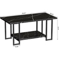 thumbnail image 7 of MIERES Coffee Table, Modern Faux Marble Top Coffee Table with Metal Frame and Storage Shelf, 2-Tier Rectangle Accent Cocktail Table for Living Room, Office (Black), 7 of 7