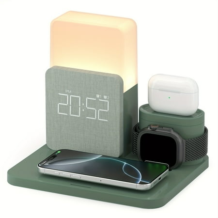 3-In-1 Wireless Charging Dock with Alarm Clock for Iphone 12/13/14/15 Pro/13 Mini/13 Pro Max/12 Pro And Airpods