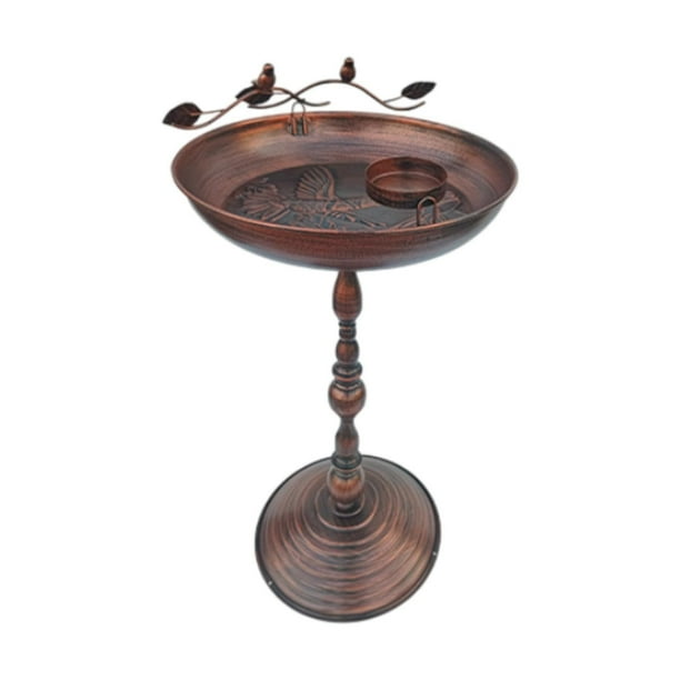 Comedero de pájaros de metal para exteriores, regalo, adorno, accesorio para patio, gran capacidad Bronce