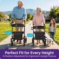 thumbnail image 6 of KEKOY Walkers for Seniors Foldable Mobility Rollator with Seat 350 lb, Adjustable Handles and Backrest Height, Adult Aluminum Rolling Walker, 8" Big Wheels, Purple, 6 of 8