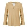thumbnail image 5 of Holzkary Henley Long Sleeve Shirts for Women, Lightweight Long Sleeve Tops for Women Loose Fit Basic Pullover with Button Long Sleeve Tops 2025 Autumn Womens Neck T Shirts Casual Shirts Uk Khaki S, 5 of 9