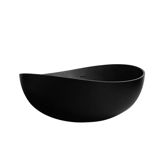 Rainlex 63" Solid Surface Soaking Bathtub, Black