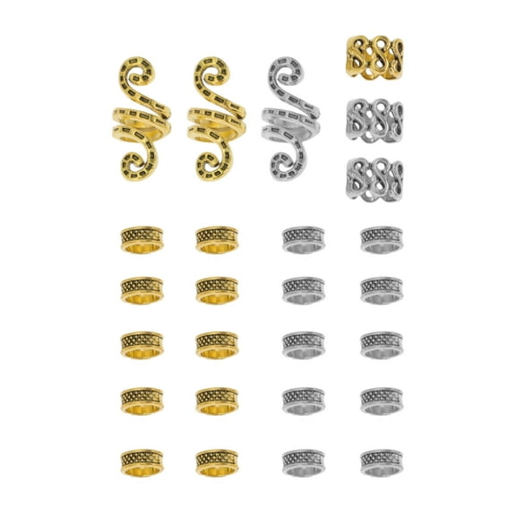 Unique Bargains 26 Hair Cuffs Dreadlock Hollow Out Snake-shaped Dreadlock Hair Clips Gold Tone Silver Tone