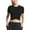 Black, variant on Prolriy Athletic Gym Workout Tops for Women, Women's Sports Slim Crop Yoga Clothes Running Sports Short Sleeve T Shirt Shirts for Women, Womens Tops Black L