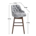 thumbnail image 7 of Counter Height Bar Stools Set of 2, Modern Linen Upholstered Barstools with Button Tufted Back & Nailhead Trims & Solid Wood Legs, Comfy Dining Chairs with 360 Degree Swivel for Kitchen Pub, Gray1, 7 of 7