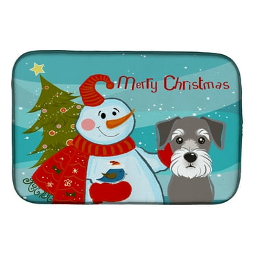 Carolines Treasures BB1826DDM Snowman with Schnauzer Dish Drying Mat 14 x 21" multicolor