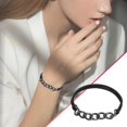 thumbnail image 2 of Chain Leather Band Electroplating Alloy Hair Rope Bracelet Women's Elastic Headband Stylish Hair Accessory Fashionable Hair Ring Band, 2 of 8