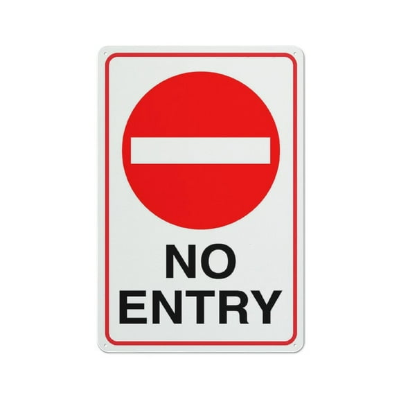 No Entry Traffic Funny Decor For House Door Office Business Yard,Metal Aluminum Rust Free Sign - 12" X 8", Pre-Drilled Holes, Weather Resistant