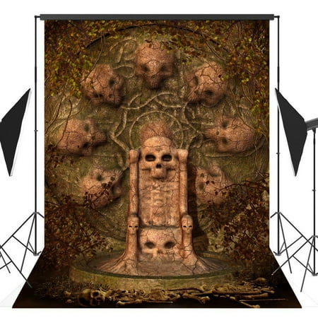 Image of HelloDecor 5x7ft Halloween Horror Nights Skeleton Costume Party Masquerade Series Photo Backdrops Studio Background Studio Props