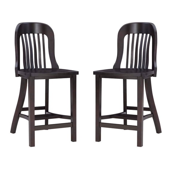 Linon Roxana Wood Commercial Grade Set of Two Counter Stools in Brown