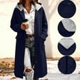 thumbnail image 2 of Dasayo Blue Women Coats Wool Long Trench Hooded Plus Size Buttons Overcoat Womens Jacket S, 2 of 9