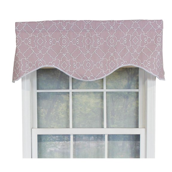 RLF Home Haven Trimmed Cornice 100% Cotton with Fully Lined 3" Rod Pocket Valnance for Windows 50" x 17" Quartz