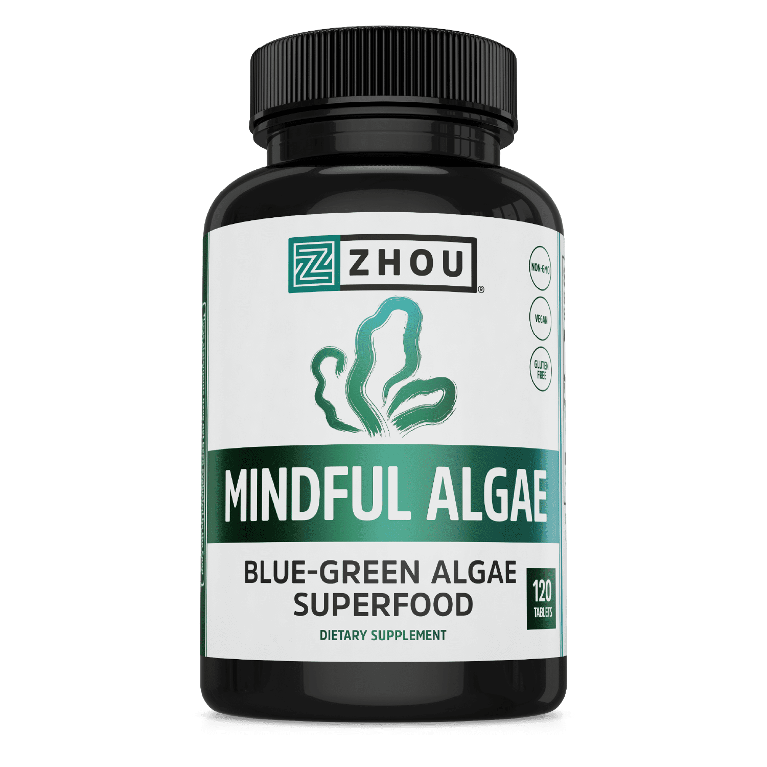 Zhou Nutrition Mindful Algae Tablets, BlueGreen Algae Superfood, Vegan