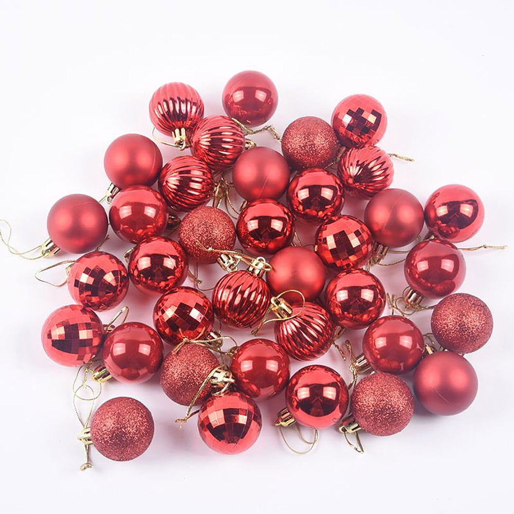 SuoKom Christmas Balls, 36Pcs 1.6 Inch Red Christmas Balls Hanging Ornaments Shatterproof Delicate Baubles Set, for Home Holiday Party Xmas Tree Decoration Gifts
