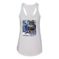 thumbnail image 2 of Wolves and the Moon in the Winter Night | Womens Animal Lover Jersey Racerback Tank Top, White, Small, 2 of 3