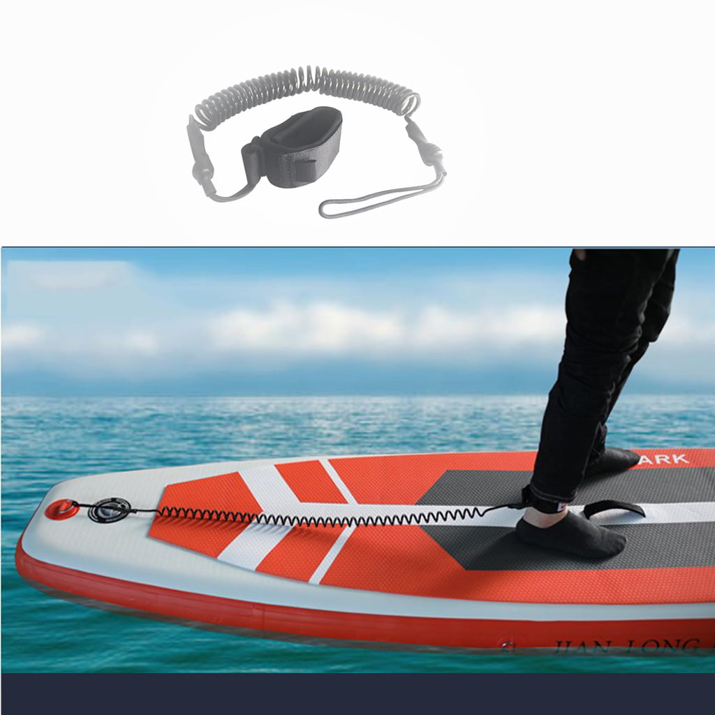 10FT SURFING COILED ANKLE LEASH PADDLE BOARD SURFBOARD RAFT FOOT LEG ROPE BLING 