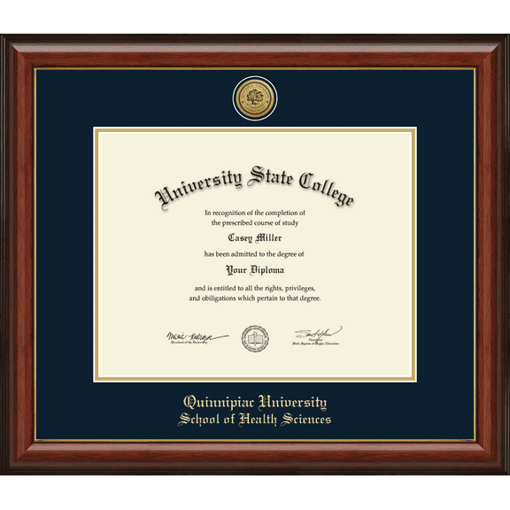 Quinnipiac University School of Health Sciences Diploma Frame, Document Size 14" x 11"