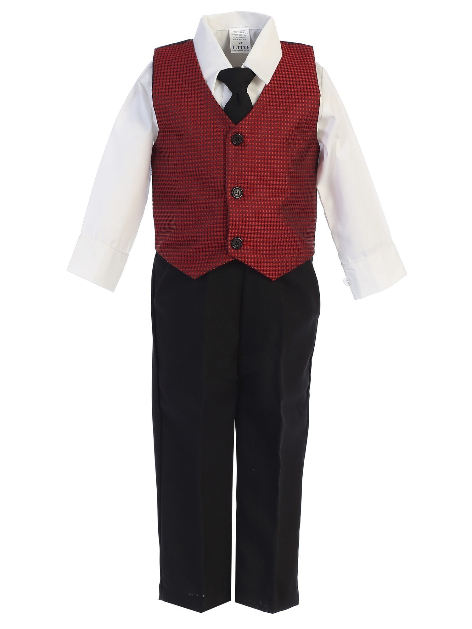 Little Boys Lime Black Pants Vest Tie 