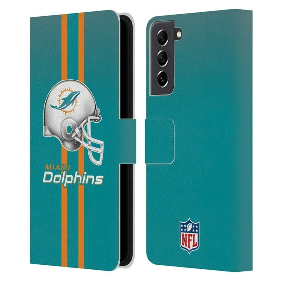 Head Case Designs NFL Miami Dolphins Logo Helmet Leather Book Wallet Case Cover For Samsung Galaxy S21 FE 5G
