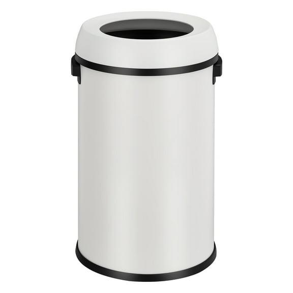 JoanKaren 17.19 Gallon Round Open Top Trash Can,Stainless Steel Commercial Grade Garbage Bin,65L,White
