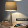 thumbnail image 3 of 25.75" Table Lamps for Living Room Bedroom, Bedside Lamp 3-Way Dimmable Touch Control, Modern Silver Nightstand Light Fabric Shade Vintage Accent Style, 3 of 11