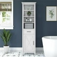 thumbnail image 2 of Bowery Hill Transitional Engineered Wood Tall Bookcase Cabinet in White, 2 of 7