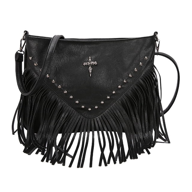 Bolso Pequeño Vintage Con Tachuelas Y Borlas Hombro para Mujer PU Fiesta