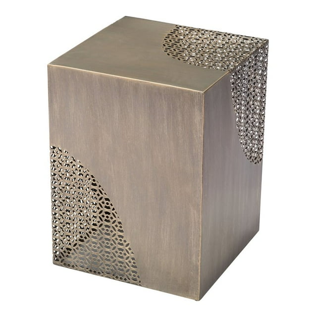 ZUO Ines Modern Steel Metal Accent Table in Antique Gold Finish