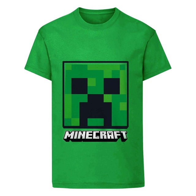 Minecraft - Camiseta de Creeper Cara para Niños/Niñas (Verde)