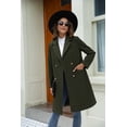 thumbnail image 4 of Womens Fall WinterNotched Lapel Collar Double Breasted Pea Coat Wool Blend Over Coats Long Jackets, 4 of 6