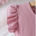 thumbnail image 6 of TAIAOJING Girls Summer Dresses Casual Comfortable Flutter Sleeve Stripes O-Neck Belted Dress For Toddler Kids Age 3-7 Boho 4-5Y, 6 of 9