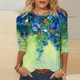thumbnail image 1 of ICHUANYI Clearance Women's Fashion Printed T-shirt Mid-length 3/4 Sleeves Blouse Round Neck Casual Tops(Army Green, XXL) ICHUANYI WER2023081010936, 1 of 4