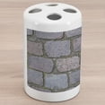 thumbnail image 1 of Cobblestone Ceramic Toothbrush Holder, Old Rocks Street Surface Nostalgic Mossy Natural Pavement Illustration, Decorative Versatile Countertop for Bathroom, 4.5" X 2.7", Mauve Taupe Grey, 1 of 4