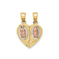10k Two Tone Gold Heart Pendant for Women and Men with Virgin of Guadalupe and Te Amo Engraving, Break Apart Religious Necklace Symbolizing Love and Faith, Catholic Christian Jewelry