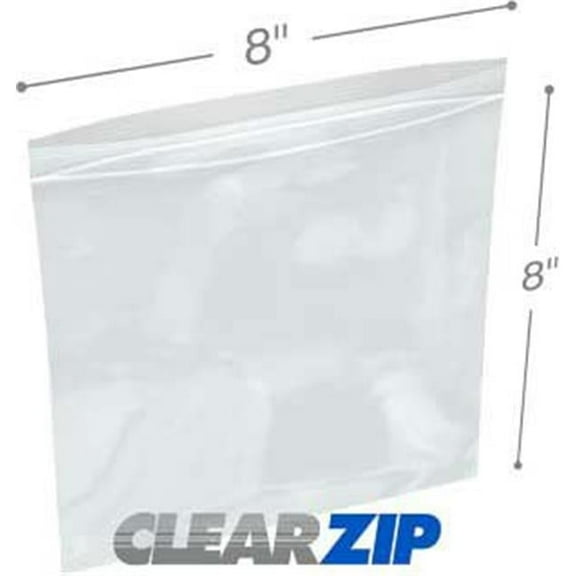 International Plastics CZ20808 8 x 8 in. ClearZip Lock Bags, 0.002 Gauge - Case of 1000